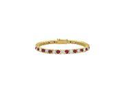Cubic Zirconia and Created Ruby Tennis Bracelet with 7CT TGW on 18K Yellow Gold Vermeil. 7 Inch