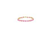 14K Yellow Gold Prong Set Round Pink Sapphire Bracelet 12 CT TGW September Birthstone Jewelry