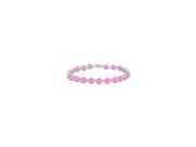 14K White Gold Prong Set Round Created Pink Sapphire Bracelet 12 CT TGW September Birthstone Jew
