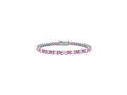 Pink Sapphire and Diamond Tennis Bracelet with 3.00 CT TGW on 18K White Gold