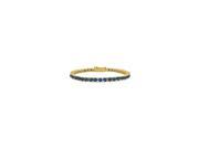 Created Blue Sapphire Tennis Bracelet in 18K Yellow Gold Vermeil. 10CT. TGW. 7 Inch