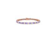 Cubic Zirconia and Created Tanzanite Tennis Bracelet in 14K Rose Gold Vermeil. 5 CT. TGW. 7 Inch