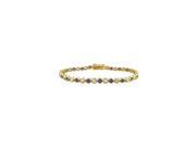 Sapphire and Diamond Tennis Bracelet with 5.00 CT TGW on 14K Yellow Gold
