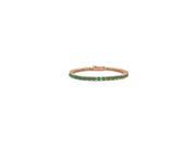 Created Emerald Tennis Bracelet in 14K Rose Gold Vermeil. 7CT. TGW. 7 Inch