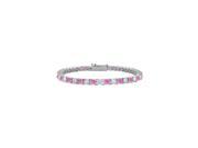Cubic Zirconia and Created Pink Sapphire Tennis Bracelet in 925 Sterling Silver 7 Inch 1.50 CT T