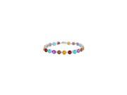 Round Multi Color Gemstone Bracelet in 14K White Gold 12.00 CT TGW