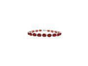 14K White Gold Prong Set Oval Garnet Bracelet with 15.00 CT TGW