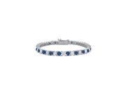 Diffuse Sapphire and Cubic Zirconia Prong Set 10K White Gold Tennis Bracelet 10.00 CT TGW