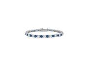 Diffuse Sapphire and Cubic Zirconia Prong Set 10K White Gold Tennis Bracelet 2.00 CT TGW