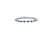 Diffuse Sapphire and Cubic Zirconia Prong Set 10K White Gold Tennis Bracelet 3.00 CT TGW
