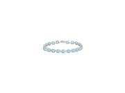 14K White Gold Prong Set Round Aquamarine Bracelet with 12.00 CT TGW