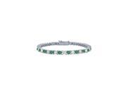 May Birthstone Emerald and Diamond Tennis Bracelet in Platinum 1.50 CT TGW