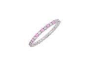 Pink Sapphire and Diamond Eternity Bangle 14K White Gold 6.00 CT TGW