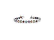 Created Multi Color Tennis Bracelet in 14K White Gold. 10.50 ct.tw.