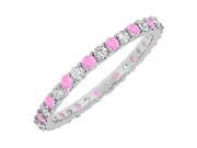 Pink Sapphire and Diamond Eternity Bangle 14K White Gold 10.00 CT TGW