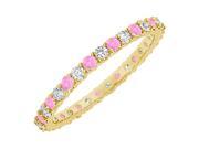 Created Pink Sapphire and Cubic Zirconia Eternity Bangle 14K Yellow Gold 10.00 CT TGW