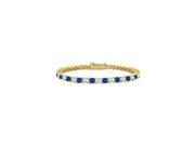 Created Sapphire and Cubic Zirconia Tennis Bracelet with 3.00 CT TGW on 14K Yellow Gold