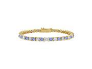 Created Tanzanite and Cubic Zirconia Tennis Bracelet with 1.00 CT TGW on Yellow Gold Vermeil