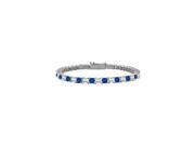 Created Sapphire and Cubic Zirconia Tennis Bracelet with 5.00 CT TGW on 14K White Gold