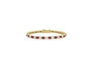 Created Ruby and Cubic Zirconia Tennis Bracelet with 1.50 CT TGW on 14K Yellow Gold