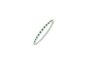 5 CT Emerald and CZ Eternity Bangle in 14K White Gold