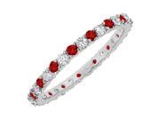 Created Ruby and Cubic Zirconia Eternity Bangle 14K White Gold 10.00 CT TGW