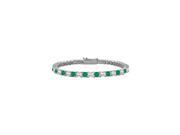 Created Emerald and Cubic Zirconia Tennis Bracelet with 5.00 CT TGW on 14K White Gold