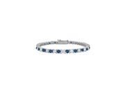 September Birthstone Created Sapphire and Cubic Zirconia Tennis Bracelet in 14K White Gold 5.00