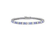Created Tanzanite and Cubic Zirconia Tennis Bracelet with 1.50 CT TGW on 14K White Gold