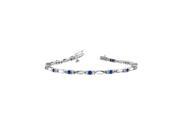 Elliptical Link Created Sapphire and Cubic Zirconia Bracelet on 14K White Gold 2.00 CT TGW