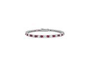 July Birthstone Created Ruby and Cubic Zirconia Tennis Bracelet in 14K White Gold 1.00 CT TGW