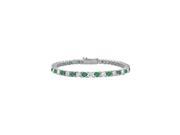 May Birthstone Created Emerald and Cubic Zirconia Tennis Bracelet in 14K White Gold 3.00 CT TGW