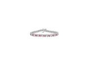 Created Pink Sapphire and Cubic Zirconia S Tennis Bracelet 925 Sterling Silver 1.00 CT TGW