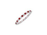 14K White Gold Ruby and Cubic Zirconia Eternity Bangle