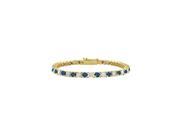 Created Sapphire and Cubic Zirconia Tennis Bracelet with 1.50 CT TGW on 14K Yellow Gold