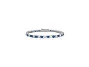 September Birthstone Created Sapphire and Cubic Zirconia Tennis Bracelet in 14K White Gold 2.00