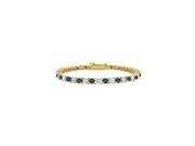 Created Sapphire and Cubic Zirconia Tennis Bracelet with 1.00 CT TGW on 14K Yellow Gold