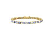 Created Tanzanite and Cubic Zirconia Tennis Bracelet with 4 CT TGW on 14K Yellow Gold