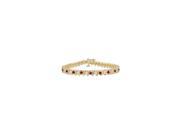 Created Ruby and Cubic Zirconia Tennis Bracelet with 5.00 CT TGW on 14K Yellow Gold