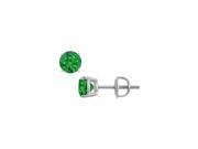 14K White Gold Prong Set Created Emerald Stud Earrings 0.75 CT TGW