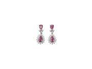 Pink Sapphire and Diamond Earrings 14K White Gold 2.50 CT TGW