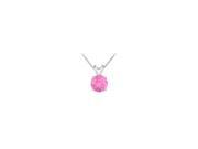 14K White Gold Prong Set Created Pink Sapphire Solitaire Pendant 0.25 CT TGW