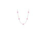 Diamonds By The Yard Created Pink Sapphires Necklace on 14K Rose Gold Bezel Set 25.00 ct.tw