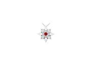 Created Ruby and Cubic Zirconia Star Pendant 14K White Gold 0.66 CT TGW