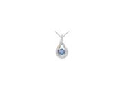 Created Sapphire and Cubic Zirconia Pendant 14K White Gold 0.50 CT TGW