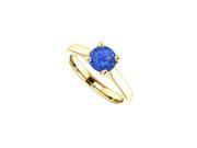 September Birthstone Created Blue Sapphire Engagement Rings in 14K Yellow Gold 1 CT TGW