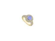 Created Tanzanite Engagement Rings with CZ in Milgrain Styling 14kt Yellow Gold 2.15.ct.TGW