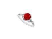 Ruby and Cubic Zirconia Specially Designed Engagement Ring White Gold Unique Design Great Price