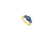 Three Stone Sapphire Ring 14K Yellow Gold 1.75 CT TGW