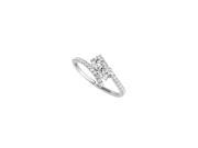 True Love Expression with CZ Two Stone Ring 925 Silver